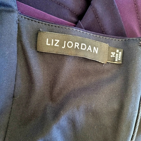 LIZ JORDAN Navy Blue Purple Toned Dress (s14) Work or Evening Wear - Picture 8 of 9
